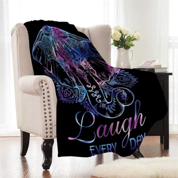 Black Bohemian Elephant Printed Fleece Blanket