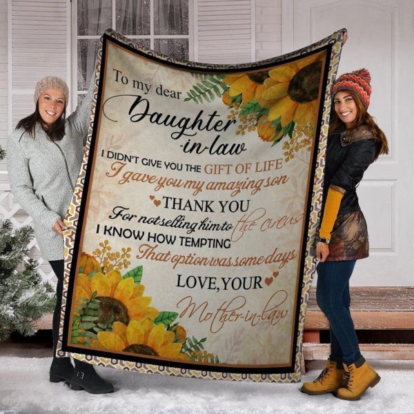 To My Dear Daughter In Law Hippie Sunflower Fleece Blanket - Image 2