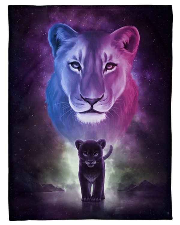 Lion Art Mom To Son Or Daughter Fleece Blanket