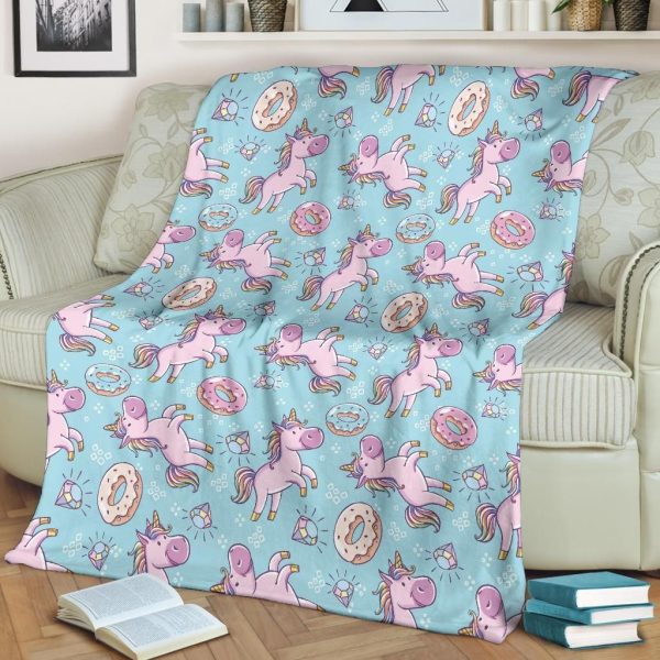 Donut Unicorn Pattern Print Design Fleece Blanket - Image 2