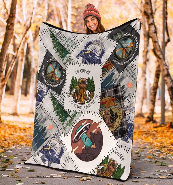 Go Outside Worst Case Scenario A Bear Kills You Camping Fleece Blanket - Image 5