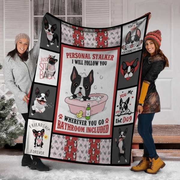 I Will Follow You Gift For Boston Terrier Dog Lovers Fleece Blanket - Image 2