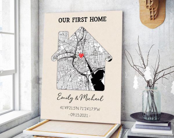 Custom Home Map Print, First Time Home Buyer, Personalized Housewarming Gift, First Home Map, Our First Home, Our Home Map, Coordinates Map - Image 2