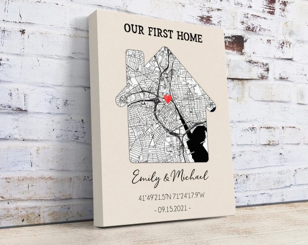 Custom Home Map Print, First Time Home Buyer, Personalized Housewarming Gift, First Home Map, Our First Home, Our Home Map, Coordinates Map - Image 3