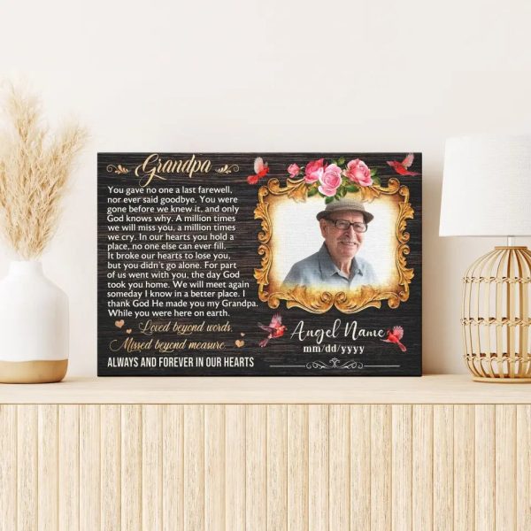 Personalized Canvas Prints, Custom Photo, Sympathy Gifts, Remembrance Gifts, Bereavement Gifts, Grandpa Always And Forever In Our Heart Dem Canvas - Image 2