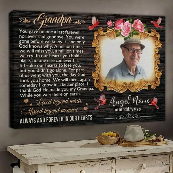 Personalized Canvas Prints, Custom Photo, Sympathy Gifts, Remembrance Gifts, Bereavement Gifts, Grandpa Always And Forever In Our Heart Dem Canvas - Image 4