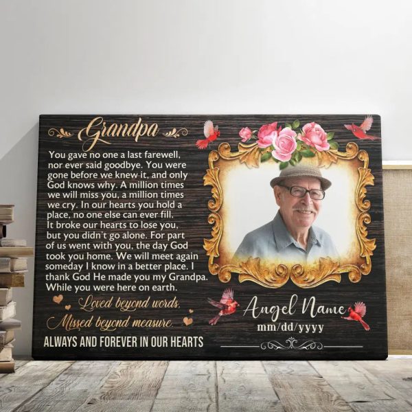 Personalized Canvas Prints, Custom Photo, Sympathy Gifts, Remembrance Gifts, Bereavement Gifts, Grandpa Always And Forever In Our Heart Dem Canvas - Image 7