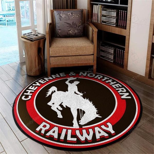 Cnrr Living Room Round Mat Circle Rug Cheyenne & Northern Railway - Image 2