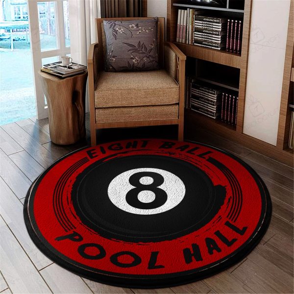 Eight Ball Pool Room Round Mat Round Floor Mat Room Rugs Carpet Outdoor Rug Washable Rugs