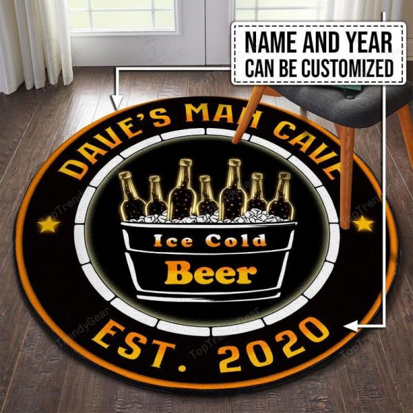 Personalized Man Cave Ice Cold Beer Round Mat Round Floor Mat Room Rugs Carpet Outdoor Rug Washable Rugs - Image 2