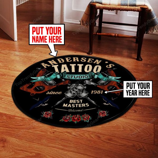 Personalized Tattoo Studio Round Mat Round Floor Mat Room Rugs Carpet Outdoor Rug Washable Rugs - Image 2