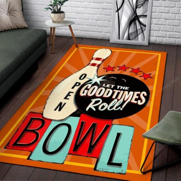 Bowling Let The Goodtimes Rool Round Mat Round Floor Mat Room Rugs Carpet Outdoor Rug Washable Rugs - Image 3