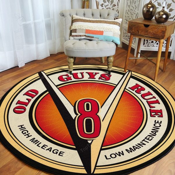 V8 Hot Rod Round Mat Round Floor Mat Room Rugs Carpet Outdoor Rug Washable Rugs - Image 3