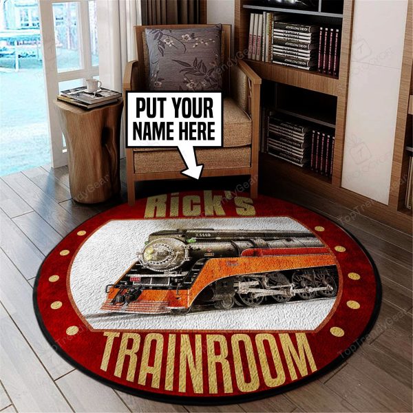 Personalized Sp Southern Pacific Line Steam Locomotive The Coast Daylight Train Round Mat Round Floor Mat Room Rugs Carpet Outdoor Rug Washable Rugs - Image 2